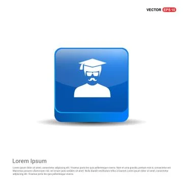 Education User Icon  - 3d Blue Button イラスト素材