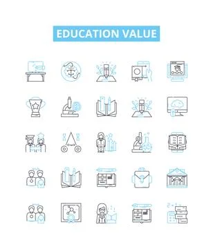 Education value vector line icons set. seperationLearning, Knowledge Illustrazione stock