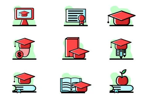 Education Vector Conceptual Illustration Design Icon Set Stock Illustration