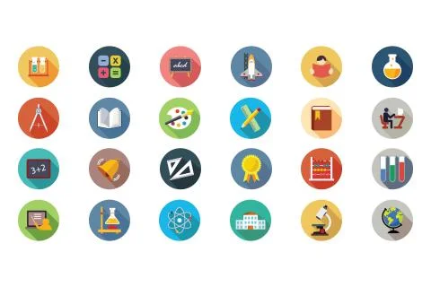 Education Vector Flat Icons Stock Illustration