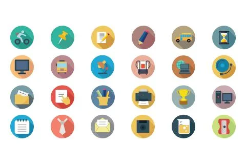 Education Vector Flat Icons Set Stock Illustration