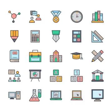 Education Vector Icons Set Stock Illustration