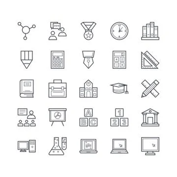 Education Vector Icons Set Stock Illustration