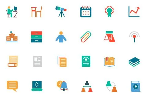 Education Vector Icons Set Stock Illustration