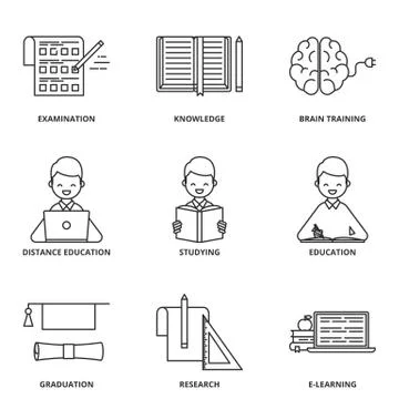 Education vector icons set Stock Illustration