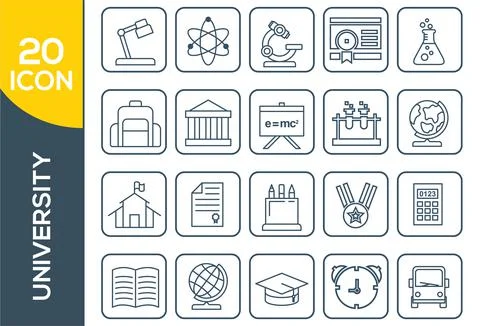 Education vector icons set for internet and online education, e-learning reso Illustration