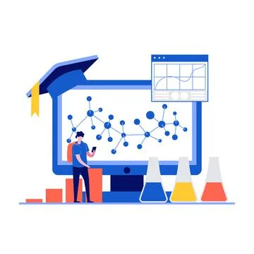 Education vector illustration concept with characters. Modern vector illustra Stock Illustration