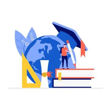 Education vector illustration concept with characters. Modern vector illustra Stock Illustration
