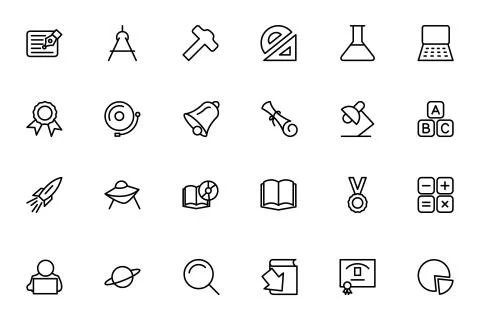 Education Vector Line Icons Set Stock Illustration