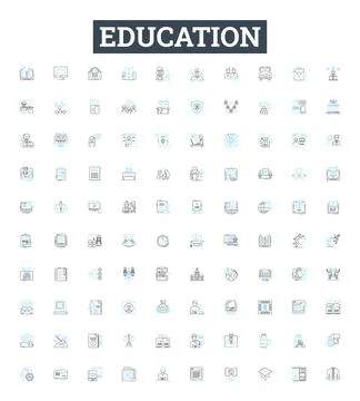 Education vector line icons set. School, Learning, College, Institute, Study Illustrazione stock