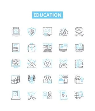 Education vector line icons set. School, Learning, College, Institute, Study 스톡 일러스트