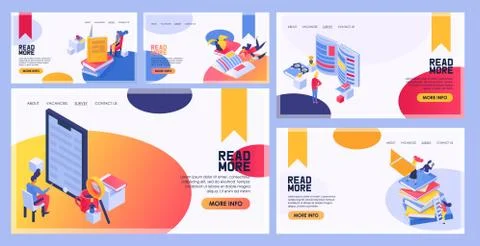 Education vector web page people character studying at school university Stock-Illustration
