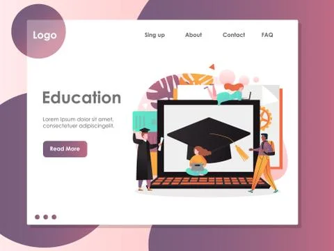 Education vector website landing page design template Stock Illustration