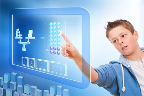Education with virtual blackboard. Foto stock