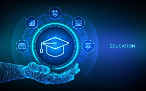 Education. Webinar, teaching, online training courses. Innovative online e-le 스톡 일러스트