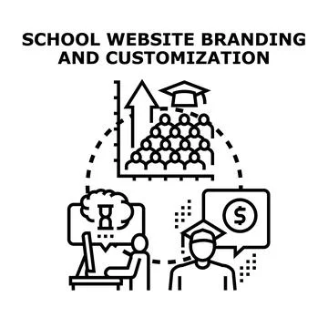 Education website branding development increasing student enrollment Illustrazione stock