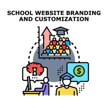 Education website branding development increasing student enrollment Stock Illustration