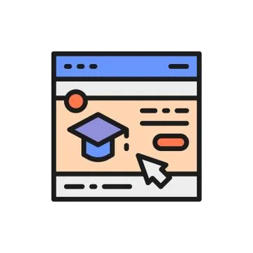 Education website, web page flat color line icon. Stock Illustration
