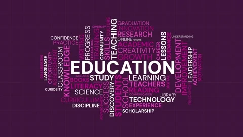 Education word cloud animation with academic and learning concepts on purpl.. 库存影片 341683474
