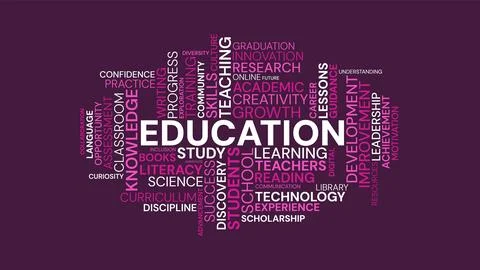 Education Word Cloud Concept Illustration with Learning and School Keywords.. Illustrazione stock