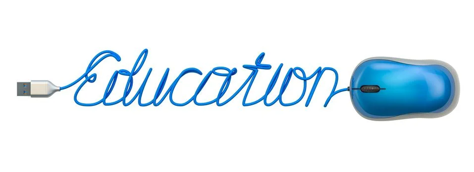 Education word from computer mouse cable, 3D rendering Stock Illustration