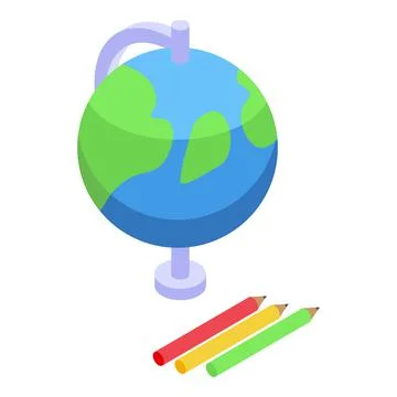Education workflow globe icon, isometric style Stock Illustration