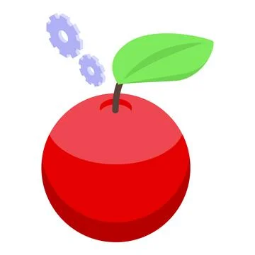 Education workflow red apple icon, isometric style Stock Illustration