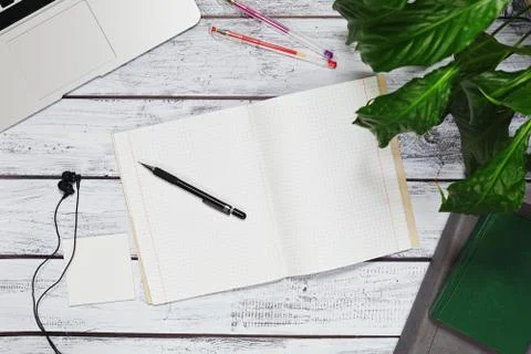 Education workspace top view Stock Photos