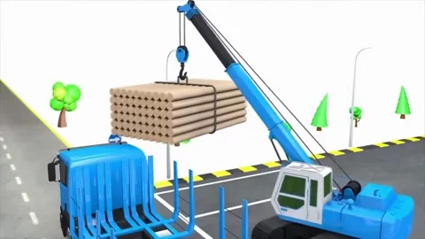 Educational 3D Animation of Construction Crane and Dump Truck for Kids Vidéo 337288848