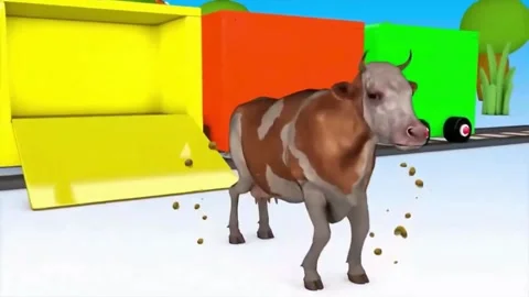 Educational 3D Animation of Toy Train and Farm Animal Transport for Preschoolers Stock Footage 345809749