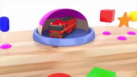 Educational 3D Animation of Toy Workbench and Vehicle Dome Reveal for Kids Stock Footage 345809741
