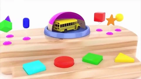 Educational 3D Animation of Toy Workbench and Vehicle Dome Reveal for Kids Video stock 345809746