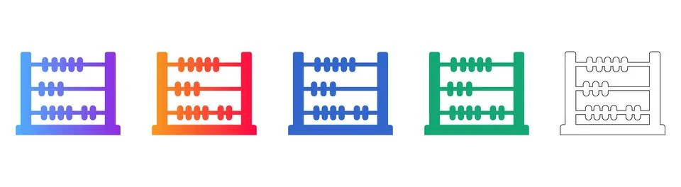 Educational Abacus Tool Icon Set Stock Illustration