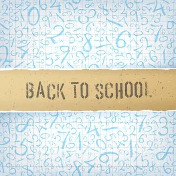 Educational abstract background with blue figures on cell paper. vector, eps1 Stock Illustration