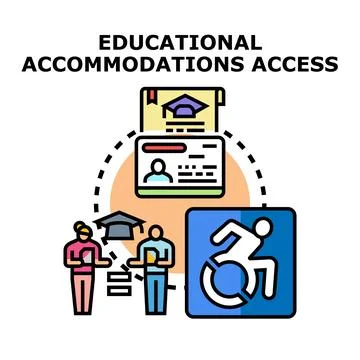Educational accommodations access for disabled students learning Stock Illustration
