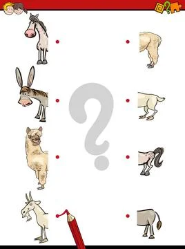 Educational activity of matching halves Cartoon Illustration of Educationa... Stock Photos