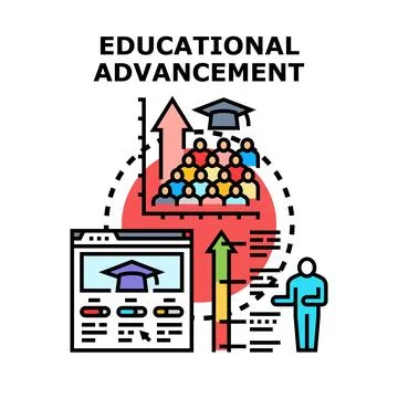 Educational advancement concept with online learning and student growth Stock Illustration