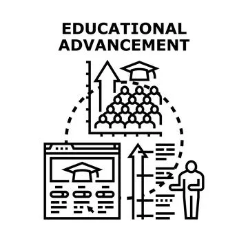 Educational advancement concept with online learning and student growth Stock Illustration