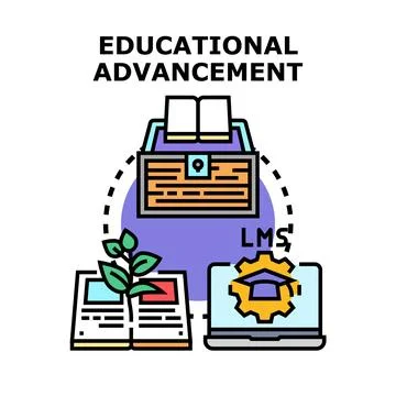 Educational advancement process using online learning management system Ilustración de archivo