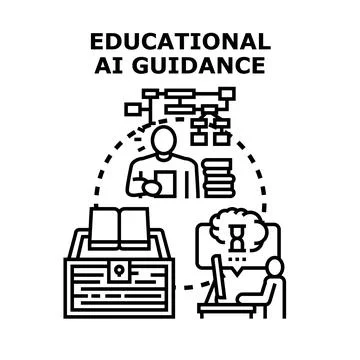 Educational ai guidance concept for digital learning assistance Stock Illustration