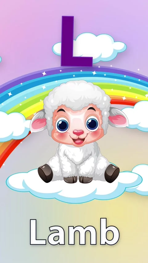 Educational Alphabet Animation Featuring Letter L and Cute Cartoon Lamb Stock Footage 340381976