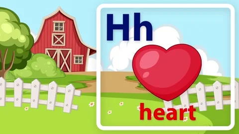 Educational Alphabet Animation Featuring Letter H and Heart on Farm Background Stock Footage 341715798