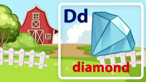 Educational Alphabet Animation Featuring Letter D and Diamond Stock Footage 342467697
