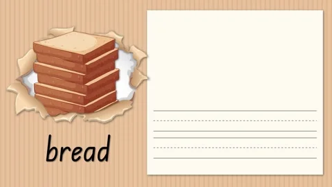 Educational Alphabet Animation for Letter B with Sliced Bread Illustration Stock Footage 330638355