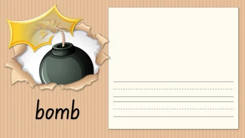 Educational Alphabet Animation for Letter B with Bomb Illustration Stock Footage 333101626