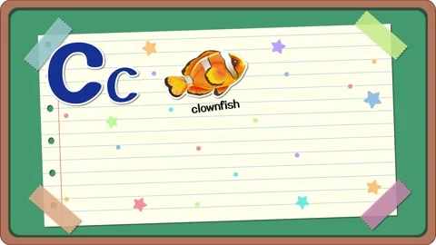 Educational Alphabet Animation for Letter C on a Green Chalkboard Stock Footage 329732089