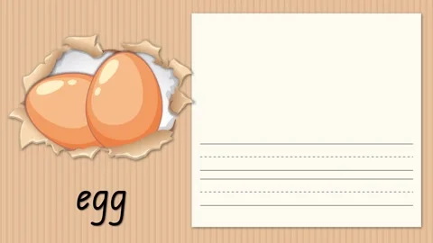 Educational Alphabet Animation for Letter E with Eggs and Handwriting Practice Stock Footage 330036350