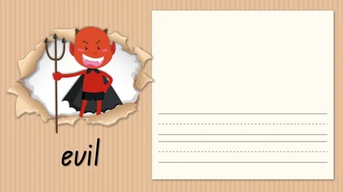 Educational Alphabet Animation for Letter E with Cartoon Devil Character Stock Footage 330211271