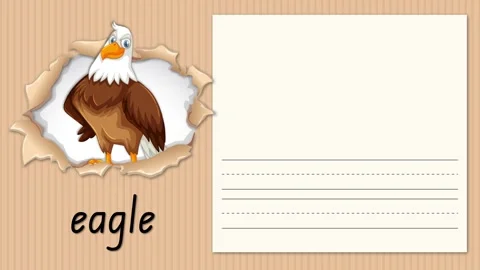 Educational Alphabet Animation for Letter E with Eagle Illustration Stock Footage 330448377