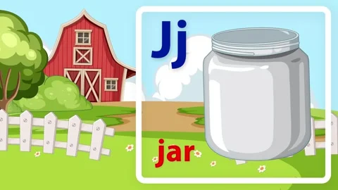 Educational Alphabet Animation for Letter J with Jar and Farm Background Stock Footage 340968804